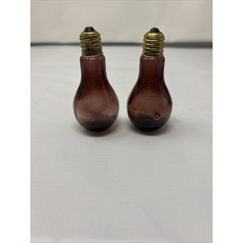 Vintage 1960s Purple Blown Glass Light Bulb Salt & Pepper Shakers Retro MCM Rare